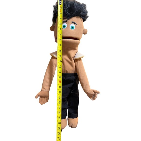 Silly Puppets Boy Hand Puppet Black Hair Mouth Movement Arm Control Rod 25" - Picture 5 of 5